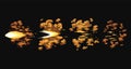 Gun flashes or gunshot animation. Collection of fire explosion effect during the shot with the gun. Cartoon flash effect