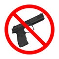 Gun forbidden sign  isolated. Weapon is not allowed Royalty Free Stock Photo