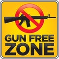Gun Free Zone Assault Rifle Sign Royalty Free Stock Photo