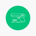 gun, handgun, pistol, shooter, weapon White Line Icon in Circle background. vector icon illustration