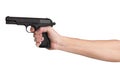 Gun in his outstretched hand of a man Royalty Free Stock Photo