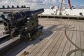 Gun on HMS Warrior Portsmouth Docks Royalty Free Stock Photo