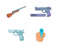 Gun icon set, cartoon style Royalty Free Stock Photo