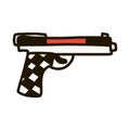 Gun icon. Vector gun icon. Pistol symbol in doodle style. Hand drawn isolated on white background.