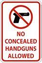 Gun Law Sign No Concealed Handguns Allowed Sign Royalty Free Stock Photo