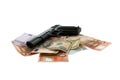 Gun and money Royalty Free Stock Photo