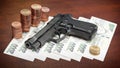 Gun and money Royalty Free Stock Photo