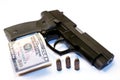 Gun and money Royalty Free Stock Photo