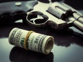 Gun and money Royalty Free Stock Photo