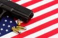 Gun over american flag Royalty Free Stock Photo