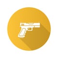 Gun, pistol flat design long shadow glyph icon