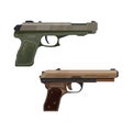 Gun, pistol handgun or bullet revolver and firearm