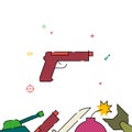 Gun, pistol, handgun filled line icon, simple illustration Royalty Free Stock Photo