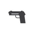 Gun, pistol, handgun icon vector, filled flat sign, solid pictogram isolated on white Royalty Free Stock Photo