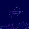 Gun, pistol, handgun vector gradient line icon, illustration on a dark blue background. Related bottom border Royalty Free Stock Photo