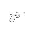 Gun, pistol thin line icon. pistol Hand Drawn thin line icon