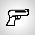 Gun, pistol line icon. Gun, pistol linear outline icon Royalty Free Stock Photo