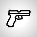 Gun, pistol line icon. Gun, pistol linear outline icon Royalty Free Stock Photo