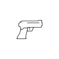 Gun, pistol thin line icon. pistol Hand Drawn thin line icon Royalty Free Stock Photo