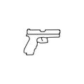 Gun, pistol thin line icon. pistol Hand Drawn thin line icon Royalty Free Stock Photo