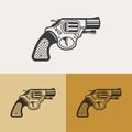 Gun or revolver vector outline design element