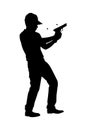 Gun shooting instructor silhouette vector Royalty Free Stock Photo