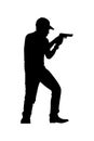 Gun shooting instructor silhouette vector Royalty Free Stock Photo
