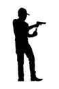 Gun shooting instructor silhouette vector Royalty Free Stock Photo