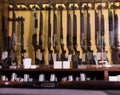 Gun shop interior with different rifles Royalty Free Stock Photo