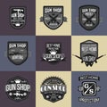 Gun shop logotypes and badges vector set