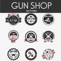 Gun shop logotypes and badges vector set