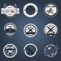 Gun shop logotypes and badges vector set