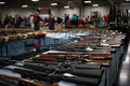 Gun show with long arms, firearms, rifles, and pistols, Kansas, USA Royalty Free Stock Photo