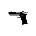 Gun Silhouette, Army Handgun, Pistol. Flat Vector Icon illustration. Simple black symbol on white background. Gun Silhouette, Army Royalty Free Stock Photo