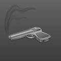 Gun with smoke on dark background vector illustration