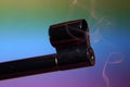 Gun with smoking barrel recorded in the studio Royalty Free Stock Photo