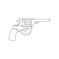 Gun system nagan continuous line drawing. One line art of weapon, pistol, firearms, weapons for police and self-defense