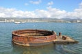 Gun turret at the USS Arizona Memorial at Pearl Harbor, Hawaii Royalty Free Stock Photo