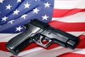 Gun on USA flag Royalty Free Stock Photo