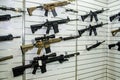 Gun wall rack with rifles Royalty Free Stock Photo