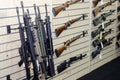 Gun wall rack with rifles Royalty Free Stock Photo