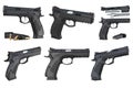 Gun weapon black modern pistol set