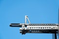 Gun weapons close-up ,machine gun on blue sky,Machine gun on military vehicle Royalty Free Stock Photo