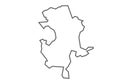 Guna District M of Madhya Pradesh outline map on a white background Royalty Free Stock Photo