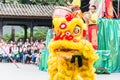 Lion Dance at Foshan Ancestral Temple (Zumiao Temple). a famous historic site in Foshan, Guangdong, China.