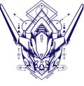 Gundam Mascot Logo Can Use For Gaming Logo, Esport Logo, T-shirt Design With Sacred Geometry Background