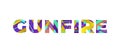 Gunfire Concept Retro Colorful Word Art Illustration