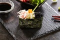 Gunkan with crab meat and masago caviar