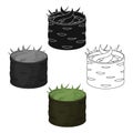 Gunkan maki icon in cartoon,black style isolated on white background. Sushi symbol stock vector illustration.