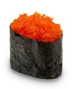 Gunkan sushi with tobiko caviar on white background. Isolated Royalty Free Stock Photo